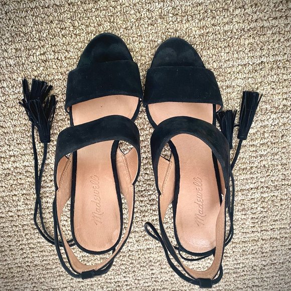 Madewell Black Suede Octavia Tassel-Tie Sandal - Picture 13 of 14
